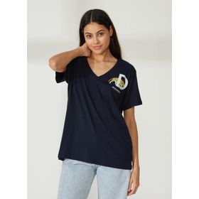 Discovery W-MERCAN Expedition V Yaka Baskılı Lacivert Kadın T-Shirt