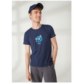 Discovery W-MERCAX Expedition Bisiklet Yaka Baskılı Lacivert Kadın T-Shirt