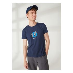 Discovery W-MERCAX Expedition Bisiklet Yaka Baskılı Lacivert Kadın T-Shirt