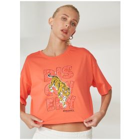 Discovery W-ROTA Expedition Bisiklet Yaka Baskılı Turuncu Kadın T-Shirt