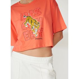 Discovery W-ROTA Expedition Bisiklet Yaka Baskılı Turuncu Kadın T-Shirt