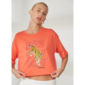 Discovery W-ROTA Expedition Bisiklet Yaka Baskılı Turuncu Kadın T-Shirt