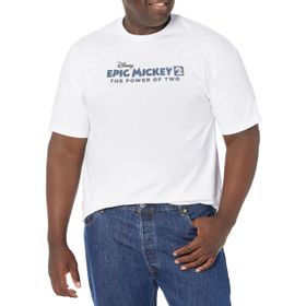 Disney Big and Tall Epic Mickey Power of Two Logolu Üst Kısa Kollu Beyaz Erkek T-shirt