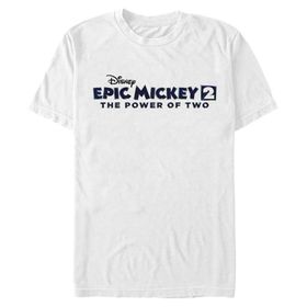 Disney Big and Tall Epic Mickey Power of Two Logolu Üst Kısa Kollu Beyaz Erkek T-shirt