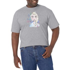 Disney Big and Tall Frozen Two Elsa Face Üst Kısa Kollu Athletic Heather Erkek T-shirt