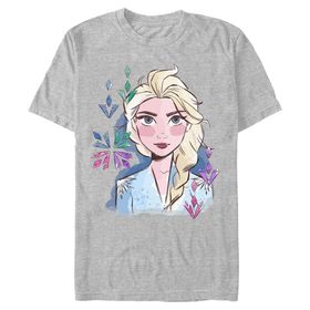 Disney Big and Tall Frozen Two Elsa Face Üst Kısa Kollu Athletic Heather Erkek T-shirt