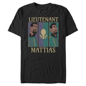 Disney Big & Tall Frozen Two Lieutenant Mattias Black Erkek T-shirt