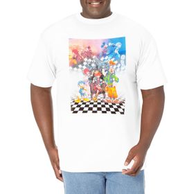 Disney Big & Tall Kingdom Hearts Group Checkers Beyaz Erkek T-shirt