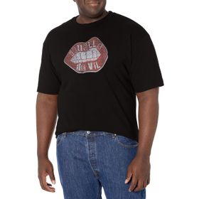 Disney Büyük ve Uzun Cruella Dudak İşlemeli Siyah Erkek T-shirt