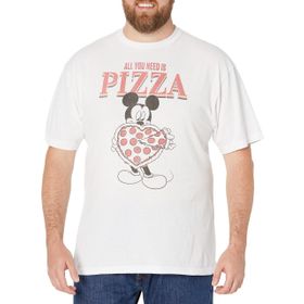 Disney Büyük ve Uzun Klasik Mickey All You Need is Pizza Beyaz Erkek T-shirt