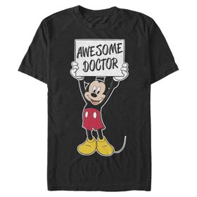 Disney Büyük ve Uzun Klasik Mickey Awesome Doctor Siyah Erkek T-shirt