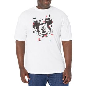 Disney Büyük ve Uzun Klasik Mickey Pixel Beyaz Erkek T-shirt