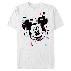 Disney Büyük ve Uzun Klasik Mickey Pixel Beyaz Erkek T-shirt