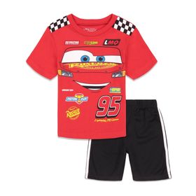 Disney Cars Lightning McQueen Toddler Boys T-Shirt and Mesh Shorts Set