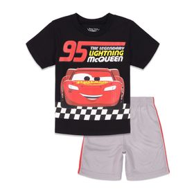 Disney Cars Lightning McQueen Toddler Boys T-Shirt and Mesh Shorts Set