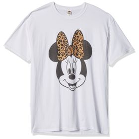 Disney Karakterleri Modern Minnie Yüz Leopar Beyaz Erkek T-shirt