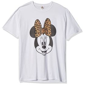 Disney Karakterleri Modern Minnie Yüz Leopar Beyaz Erkek T-shirt