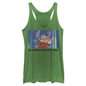 Disney Lilo and Stitch Drool Tri-Blend Racerback Katmanlı Envy Green Kadın Atlet