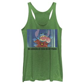 Disney Lilo and Stitch Drool Tri-Blend Racerback Katmanlı Envy Green Kadın Atlet
