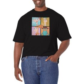 Disney Phineas and Ferb 4 Karakter Boxup Siyah Erkek T-shirt