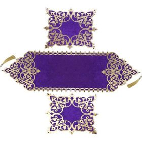 Diva Home 0031 Osmanlı Kadife Deri 3 Parça Lux Runner Set