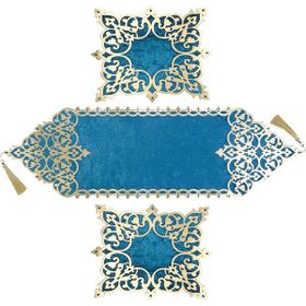 Diva Home 0031 Osmanlı Kadife Deri 3 Parça Lux Runner Set