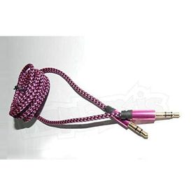 Diwu Aux Stereo 3.5 mm Pembe Data Ses Örgü Kablo