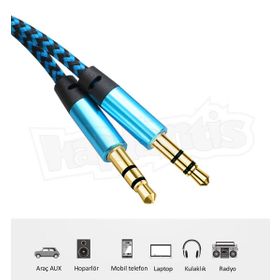 Diwu Aux Stereo 3.5 mm Pembe Data Ses Örgü Kablo