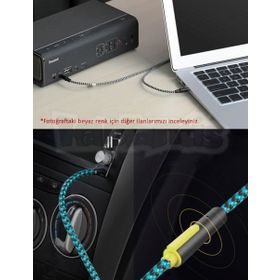 Diwu Aux Stereo 3.5 mm Pembe Data Ses Örgü Kablo