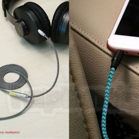 Diwu Aux Stereo 3.5 mm Pembe Data Ses Örgü Kablo