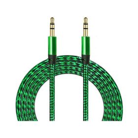 Diwu Aux Stereo 3.5 mm Yeşil Data Ses Örgü Kablo