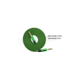 Diwu Aux Stereo 3.5 mm Yeşil Data Ses Örgü Kablo