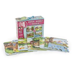 Dıy Toy 1481 4'lü Hayvanlar Süper Renkli Puzzle