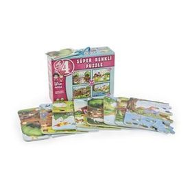 Dıy Toy 1481 4'lü Hayvanlar Süper Renkli Puzzle