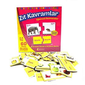 Dıy Toy Eğlenceli Zıt Kavramlar 60 Parça Çift Taraflı Puzzle
