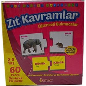 Dıy Toy Eğlenceli Zıt Kavramlar 60 Parça Çift Taraflı Puzzle
