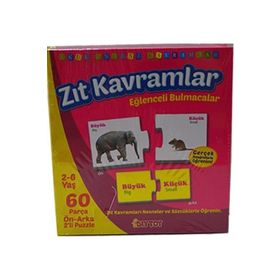 Dıy Toy Eğlenceli Zıt Kavramlar 60 Parça Çift Taraflı Puzzle