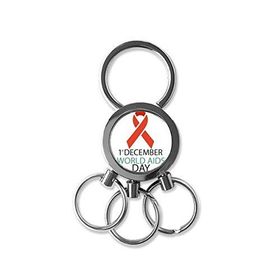 DIYthinker 1 Aralık Dünya Aids Day Hiv Dayanışma Sembolü Metal Anahtarlık