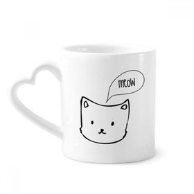 Dıythinker 12 oz Beyaz Kedi Kafası Miyav Hayvan Çömlekçilik Seramik Kalp Saplı Kupa