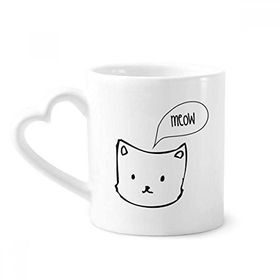 Dıythinker 12 oz Beyaz Kedi Kafası Miyav Hayvan Çömlekçilik Seramik Kalp Saplı Kupa