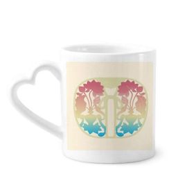 Dıythinker 12 oz Boyama Renkli Sarı Çiçek Çömlekçilik Seramik Kalp Saplı Kupa