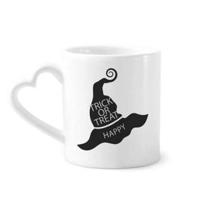 Dıythinker 12 oz Cadılar Bayramı Siyah Cadı Şapkası Çömlekçilik Seramik Kalp Saplı Kupa
