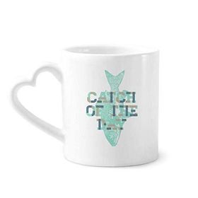 Dıythinker 12 oz Catch Mavi Balık Çömlekçilik Seramik Kalp Saplı Kupa
