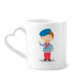 Dıythinker 12 oz Deniz Mavisi Fransa Çizgi Film Çömlekçilik Seramik Kalp Saplı Kupa