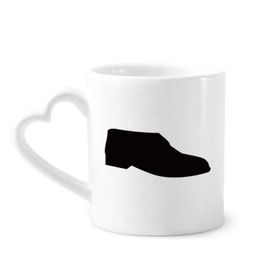 Dıythinker 12 oz Erkek Siyah Deri Ayakkabı Silüet Çömlekçilik Seramik Kalp Saplı Kupa