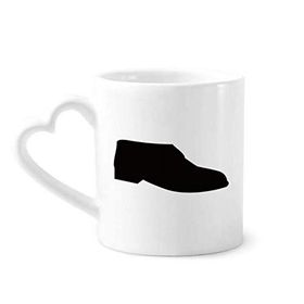 Dıythinker 12 oz Erkek Siyah Deri Ayakkabı Silüet Çömlekçilik Seramik Kalp Saplı Kupa