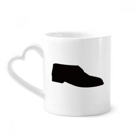 Dıythinker 12 oz Erkek Siyah Deri Ayakkabı Silüet Çömlekçilik Seramik Kalp Saplı Kupa