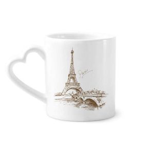 Dıythinker 12 oz Eyfel Kulesi Paris Fransa Çömlekçilik Seramik Kalp Saplı Kupa