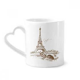 Dıythinker 12 oz Eyfel Kulesi Paris Fransa Çömlekçilik Seramik Kalp Saplı Kupa