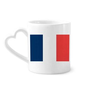 Dıythinker 12 oz Fransa Ulusal Bayrağı Avrupa Ülke Çömlekçilik Seramik Kalp Saplı Kupa